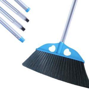 Indoor Dust Broom with Long Handle - Angle Broom for Hardwood Floor Cleaning Inside Soft Sweeping Brooms for House and Kitchen