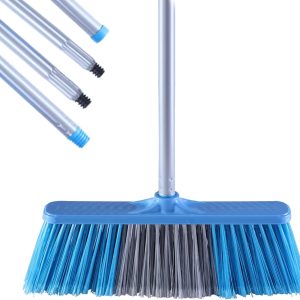 Indoor Outdoor Broom with Long Handle, 53" Angle Brooms for Floor Cleaning Sweeping Broom for Garage, Patio, Garden, House and Kitchen