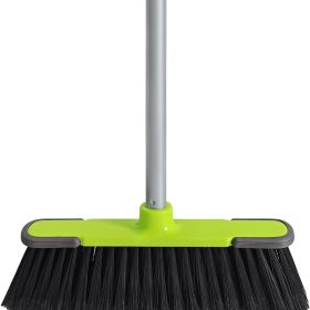 Green Indoor Broom 54" Long Handle House Broom for Floor Cleaning Sweeping Broom for Kitchen, Garage, Lobby, Patio and Garden
