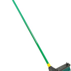 24-Inch Multi-Surface Push Broom, 60" Wood Handle, Green, for Outdoor/Indoor Sweeping/Cleaning