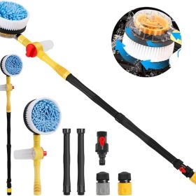 2023 New Auto Rotating Retractable Car Wash Brush, Car Wash Brush with Long Handle, 360° Spin Car Mop Automatically Foams Car Wash Kit, Removable Microfiber Car Cleaning Brush for Car RV Truck Garden