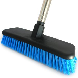 Deck Brush with Retractable Long Handled Floor, Floor Scrub Brushes, Heavy-Duty Push BroomBrush, 55" Brush Stiff Bristle Scrubbing Brush for Cleaning Bathroom Kitchen Carpets Garage and Tiles