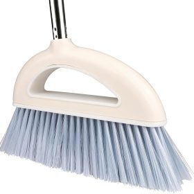 Angle Broom for Hardwood Floors - Soft Bristled Indoor & Kitchen Broom (Light Pink)