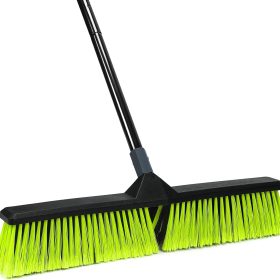 24-Inch Push Broom Outdoor with Stiff Bristle, Heavy Duty Broom Brush with 63” Long Handle for Deck Patio Driveway Garage Warehouse Shop Floor Sweeping & Scrubbing
