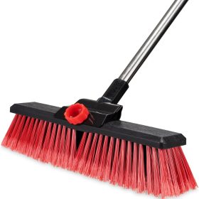 16.5" Outdoor Broom for Floor Cleaning Heavy Duty Push Broom with 53" Long Handle,Outdoor Broom for Deck,Driveway,Garage,Yard,Deck,Patio,Warehouse,Concrete
