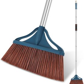 Outdoor Broom,Heavy-Duty Extra Long Handle Broom-58 inches,Large Commercial Angle Broom for Sweeping Indoor Kitchen Office Lobby Courtyard Garage