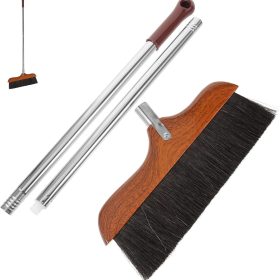 Horsetail Indoor Dust Broom with Stainless Steel Long Handle,Indoor Angle Broom,Floor Sweeping Cleaning Broom,Household Floor Broom,Soft Bristles Broom,House Kitchen Lobby Broom